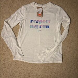 Brooks White Shirt with Multicolor Text